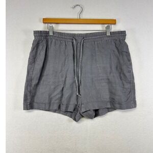 Gray Women's Drawstring Linen-Blend Shorts